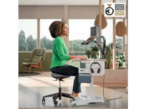 Zitkruk Leitz Ergo met wieltjes en wiebelkussen 600x470x600mm zwart