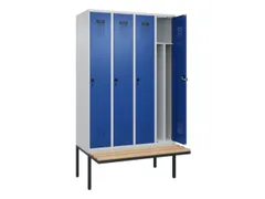locker met bank,voor scheiding van kleding,HxBxD 2120x1200x815mm,4vak