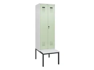 locker met bank,voor scheiding van kleding,HxBxD 2120x600x815mm,2vak - 2
