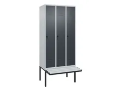 locker met bank,HxBxD 2120x900x815mm,3vak,vak B 300mm,draaigrendel