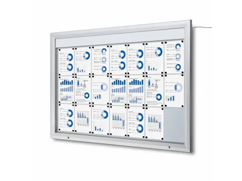 Outdoor mededelingenbord 21x A4 met logopaneel LED verlicht