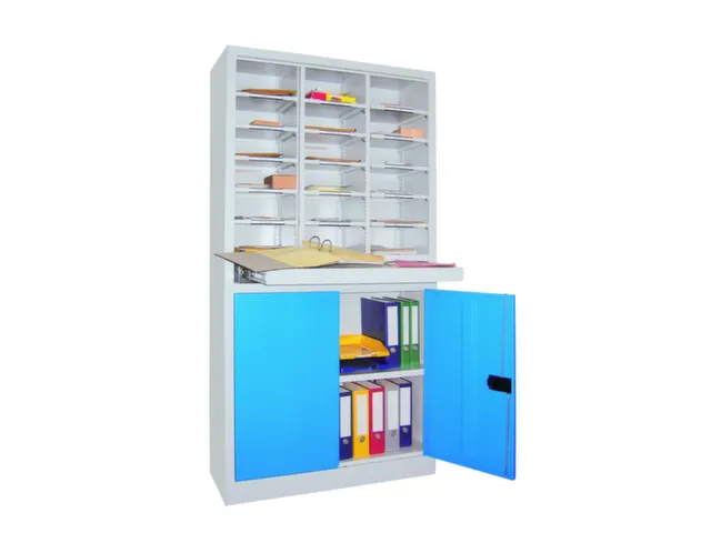 Postsorteerkast Met Deuren 1950x1000x400mm 3x6 Ral7035 Front Ral5012