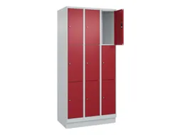 lockerkast,HxBxD 1950x900x500mm,3x3vakken,vak B 300mm,cil.-slot,sokkel