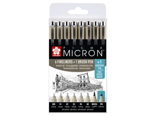 Fineliner & brush set Sakura Pigma Micron 7 + 1 Pigma Micron PN gratis
