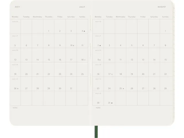 Agenda 2027 Moleskine 12M Weekly 7dag/1pagina pocket sc myrtle green