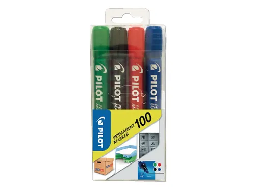 Pilot Permanent Marker 100 Rond Fijne punt Assorti 4 stuks