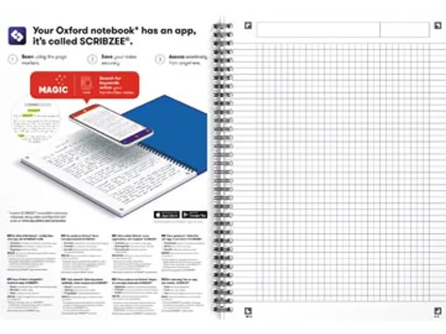 Cahier à spirales Office Essentials 180 pages carreaux 5mm assorti
