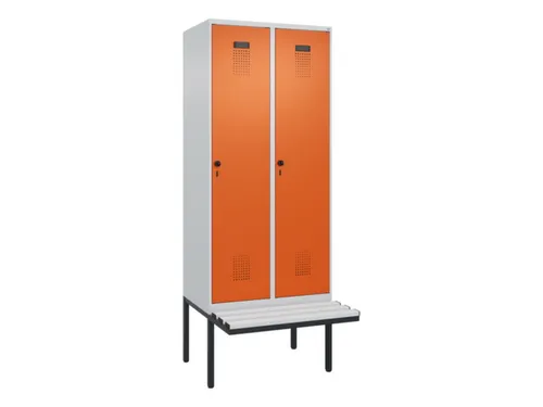 locker met bank,voor scheiding van kleding,HxBxD 2120x800x815mm,2vak