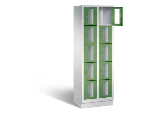 Lockerkast 1800x610x500mm 2x5 vakken Cilinderslot, Sokkel, RAL6011