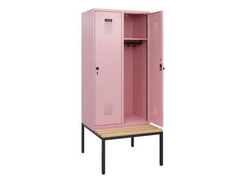 locker met bank,HxBxD 1950x800x815mm,2vak,vak B 400mm,draaigrendel