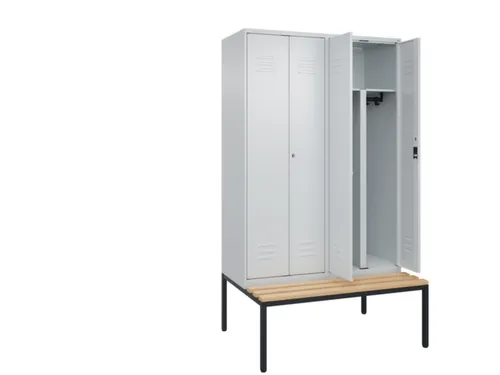 PBM-locker met bank,HxBxD 2120x1200x815mm,4vak,vak B 300mm,cil.-slot