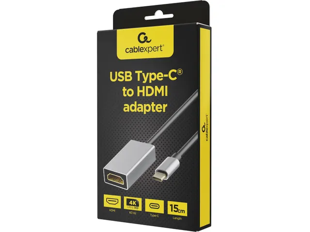 Cablexpert adapter USB-C naar HDMI 4K Ultra HD 15cm Zwart