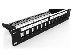 Modulair Patchpaneel 12-poorts Blanco 1U Rackmontage 254mm 10'' Zwart