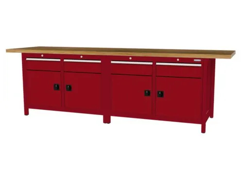 werkbank,HxBxD 860x2800x750mm,onderstel RAL3003,fronten RAL3003