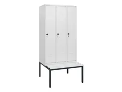 locker met bank,HxBxD 1950x900x815mm,3vak,vak B 300mm,draaigrendel