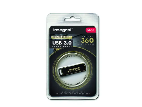USB stick 3.0 Integral Secure 360 USB-A 64GB zwart
