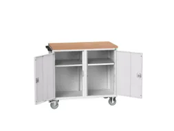 montagetafel 980x1050x600mm multiplexblad 2 kasten RAL7035 fr. RAL7035
