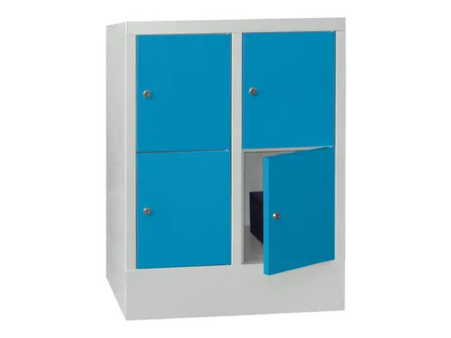 lockerkast,HxBxD 855x600x500mm,2x2vakken,RAL7035,front RAL5012