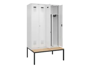 PBM-locker met bank,HxBxD 2120x1200x815mm,4vak,vak B 300mm - 1