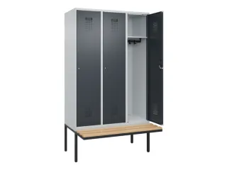 locker met bank,HxBxD 2120x1200x815mm,3vak,vak B 400mm,cilinderslot - 1