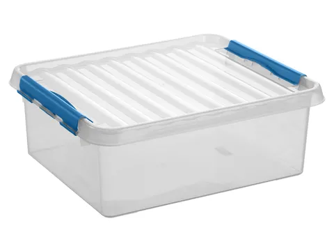 Opbergbox Sunware Q-line 25L transparant/blauw