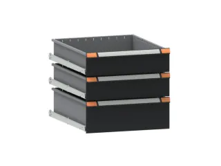 laden-onderbouw,v. werkbank,3lade(n),staal,RAL7016 - 2