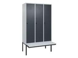 locker met bank,HxBxD 2120x1200x815mm,3vak,vak B 400mm,draaigrendel
