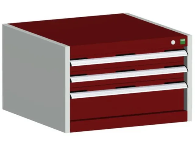 ladekast HxBxD 400x650x650mm 3laden RAL7035 front RAL3004