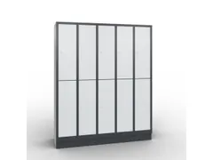 lockerkast draaigrendel 1800x1480x500 5x2vakken RAL7021 front RAL7035