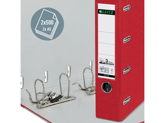 Ordner Leitz 1012 A4 80mm Pp Bank 2 mechanieken Rood