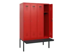 locker met bank,HxBxD 1950x1200x815mm,4vak,vak B 300mm,cilinderslot