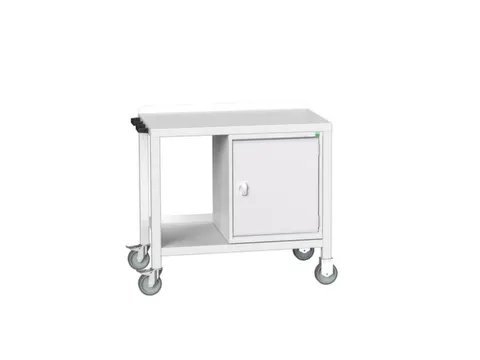 werkbank,verrijdbaar,HxBxD 910x1000x600mm,staalblad,uitrusting: kast