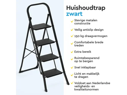 Huishoudtrap BRASQ 4 treden SLM400 zwart