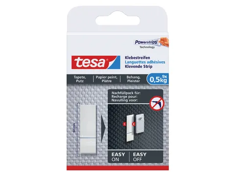 Kleefstrips tesa behang & pleisterwerk 0,5kg wit 9 stuks 9 stuks