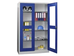 Vitrinekast Hxbxd 1950x1200x400mm Draaideuren Ral7035 Front Ral5010