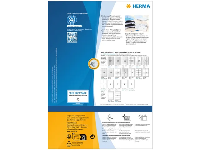 HERMA 10732 Etiketten gerecycled papier A4 99,1x67,7mm Wit 640 stuks