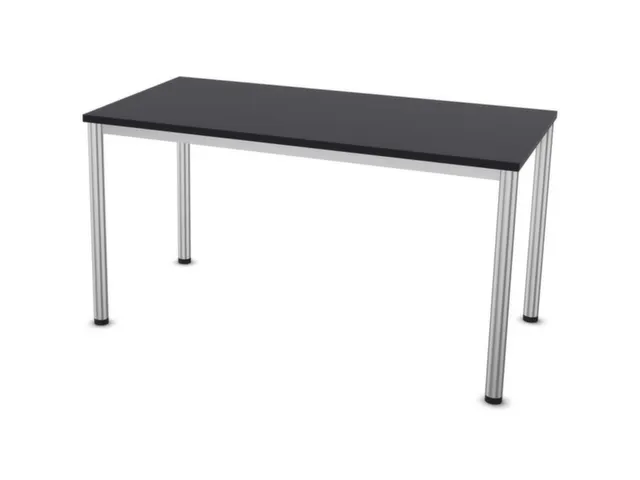 Vergadertafel Hxbxd 74x140x70cm 4-poots Ronde Buis Aluzilver Cc-zwart