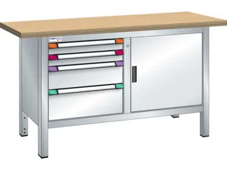werkbank,HxBxD 845x1500x700mm,multiplexblad,RAL7035,front RAL7035 - 2