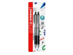 Balpen STABILO pointball colorful medium zwart blister à 2 stuks