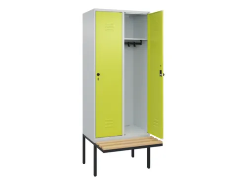 locker met bank,HxBxD 2120x800x815mm,2vak,vak B 400mm,draaigrendel