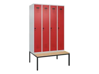 locker met bank,voor scheiding van kleding,HxBxD 2120x1200x815mm,4vak - 2