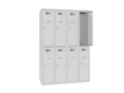 Dubbeldekse lockerkast,HxBxD 1800x1200x500mm,4x2vak.,draaigrendel