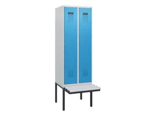 locker met bank,HxBxD 1950x600x815mm,2vak,vak B 300mm,cilinderslot - 2