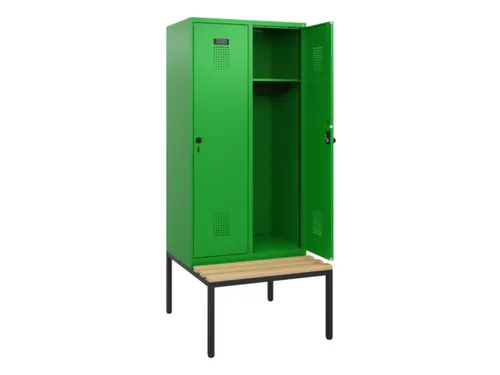 locker met bank,HxBxD 1950x800x815mm,2vak,vak B 400mm,draaigrendel