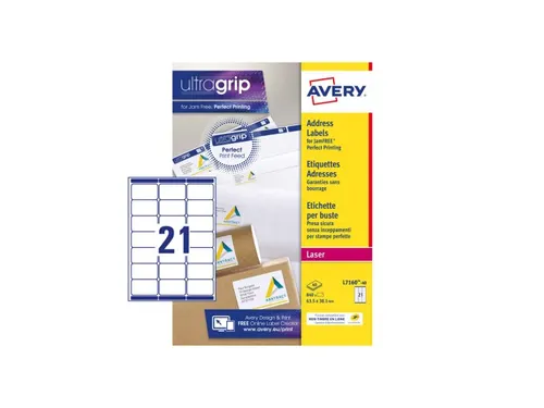 Adresetiket Avery QuickPeel L7160-40 63.5x38.1mm Wit 840 stuks