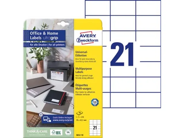 Universele Etiketten 70X42, Mm Wit Permanent