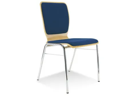 Houten Kuipstoel Beukenhouten Zitschaal Bekleding Blauw 4 Stuks