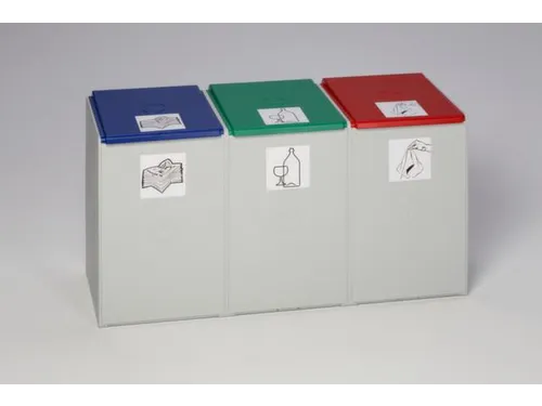 Afvalverzamelaar 3-voudig module HxBxD 570x1060x405mm 60 liter Grijs