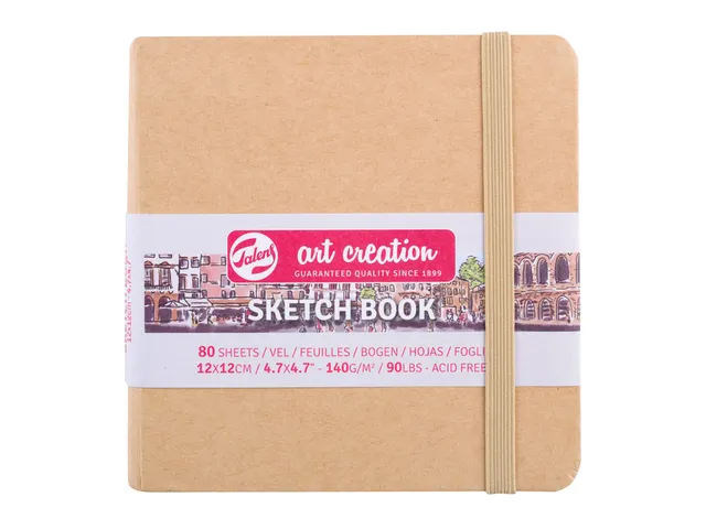 Schetsboek Talens Art Creation 80 witte vellen 140gr 120x120mm kraft