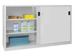 Schuifdeurkast 1200x2000x500mm 3 Oh Cilinderslot Tussenwand Ral7035